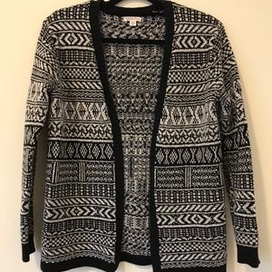 Merona Black and White Printed Cardigan